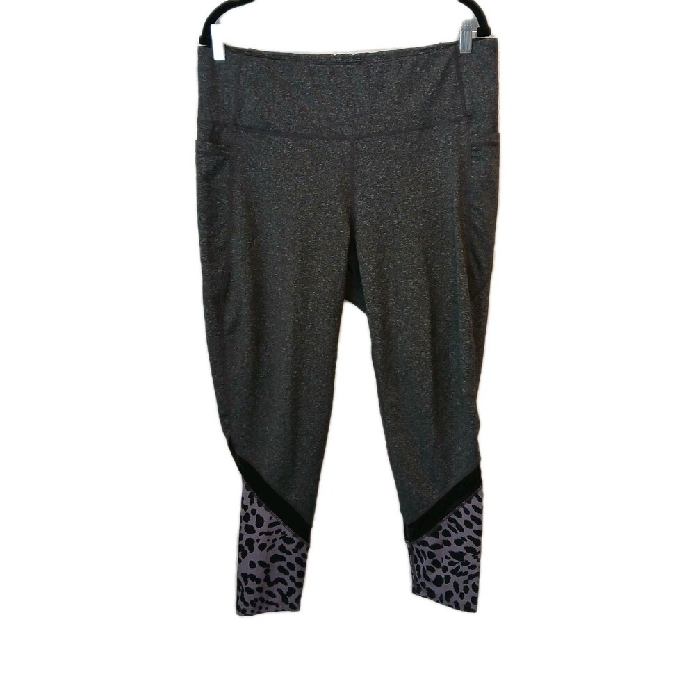 Adrienne Vittadini Sport Black Mid Rise Zipper Pockets Womens Size 1X Leggings
